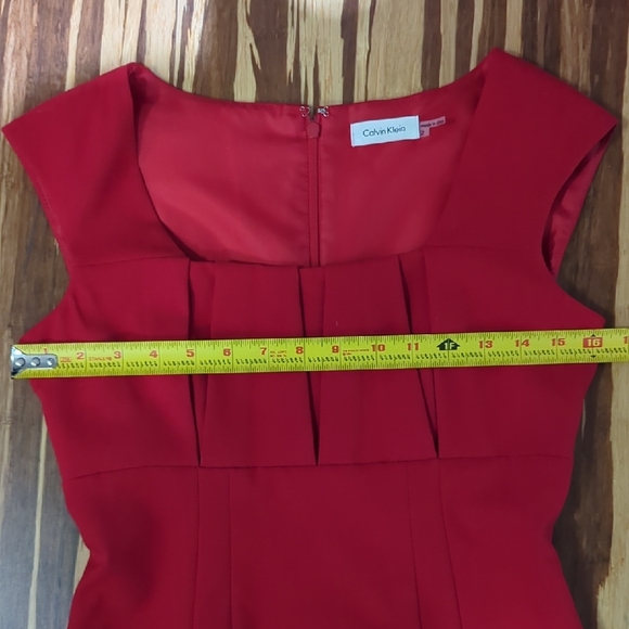 Calvin Klein Sheath Dress with Pleated Bust and Cap SLeeves - Picture 2 of 4